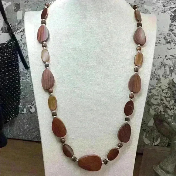 Vintage Jewelry - Wood and Silver Necklace